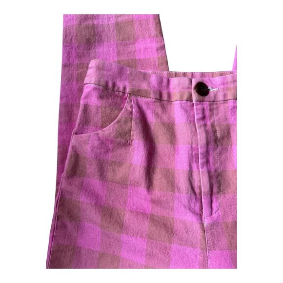 Collectif Vintage retro pink plaid high waisted pants size small - Picture 2 of 10
